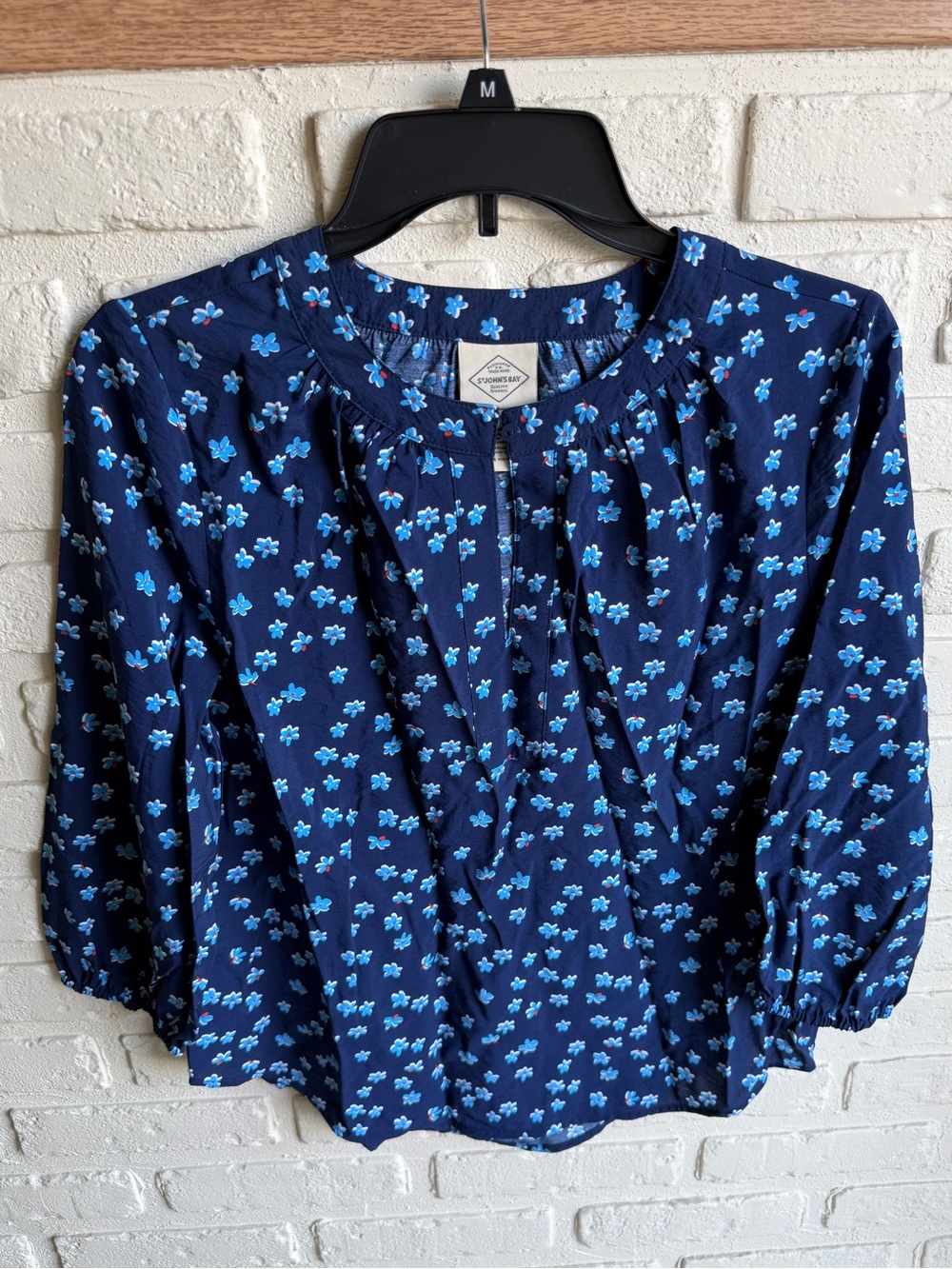 St. John’s Bay- Blue Floral 3/4 Sleeve Blouse (NWT)